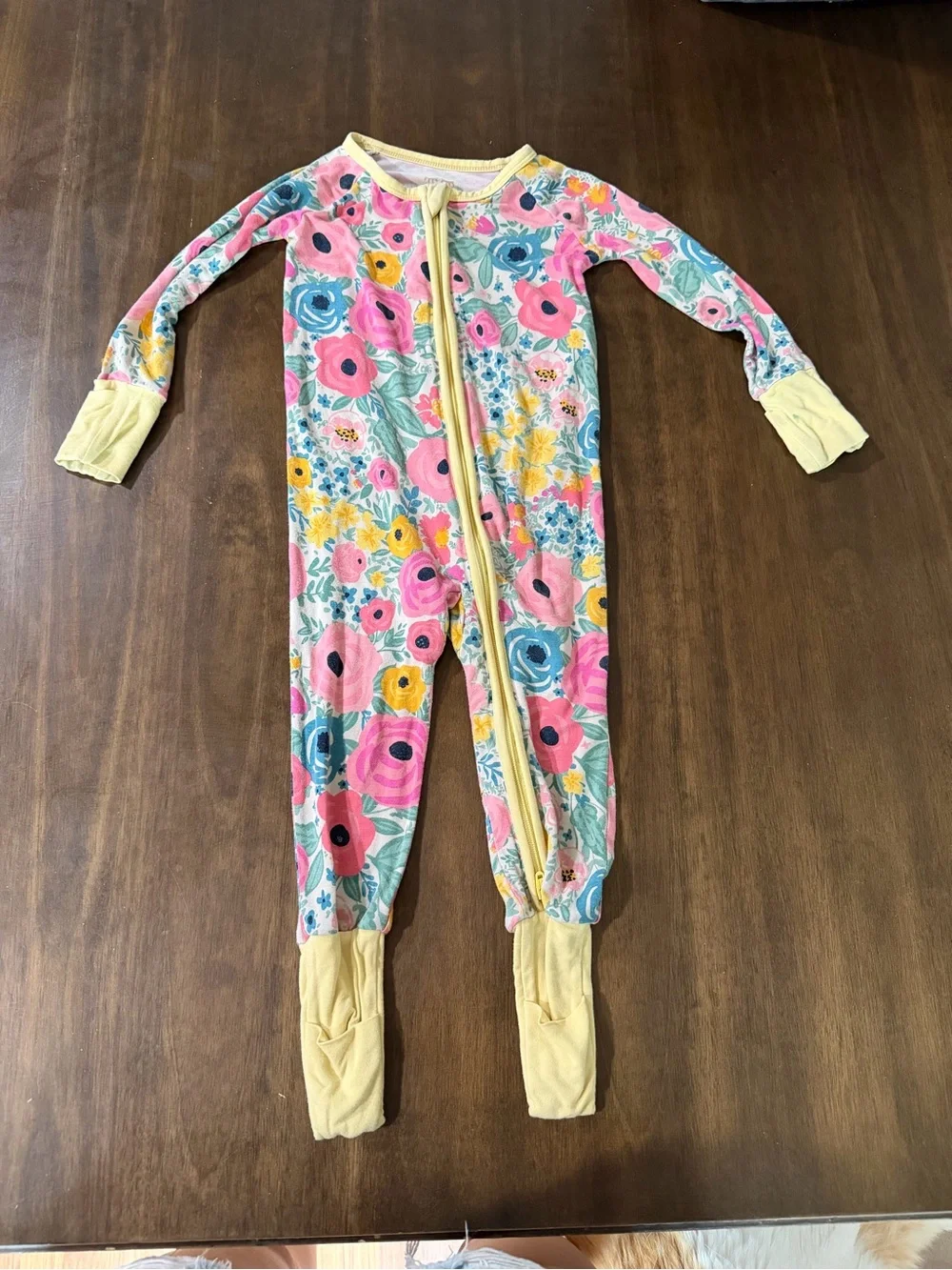Little Sleepies Pink, Yellow & Blue Floral Footed One-Piece